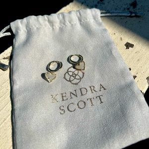 Kendra Scott Ari Heart Gold Huggie Earrings in Iridescent Drusy